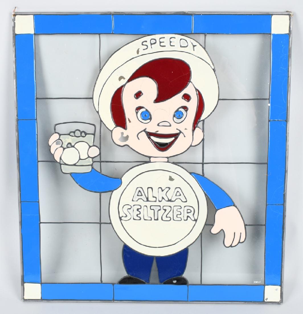 ALKA SELTZER LEADED GLASS ADVERTISING SIGN (1 of 5)