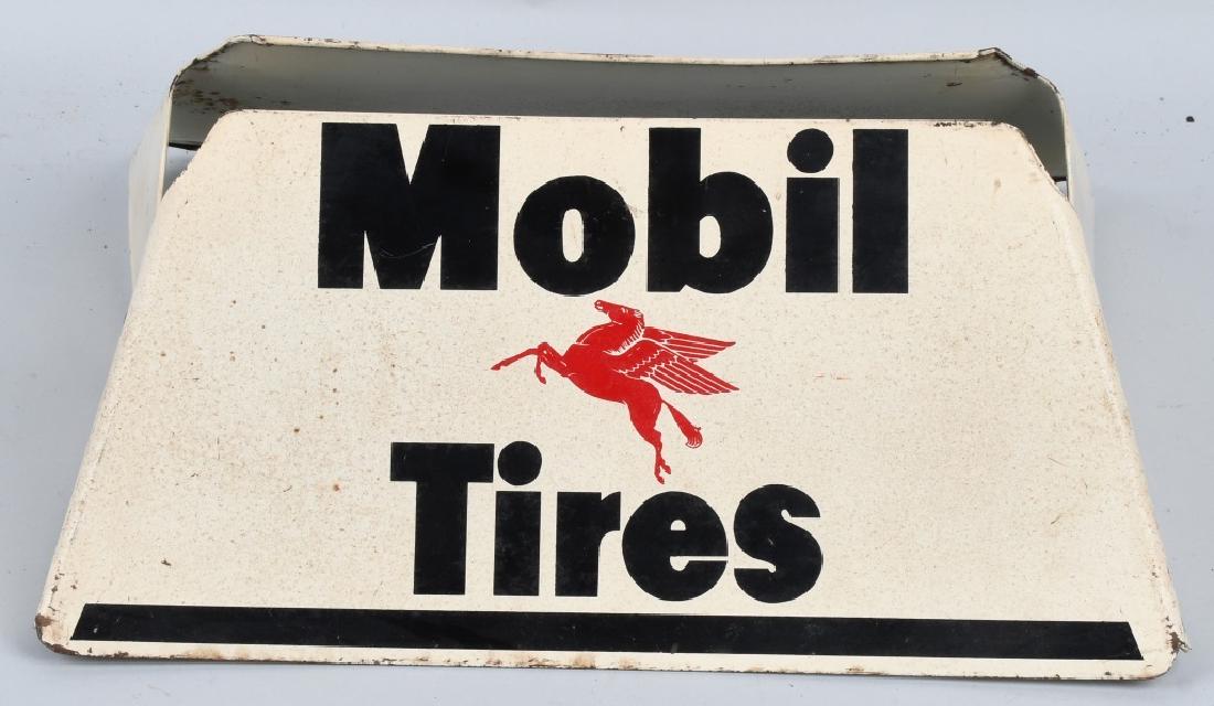 MOBIL TIRES TIN DISPLAY: Mobil Tires tin Display. Nice Pegasus Logo. Has some wear. 15" Very Good