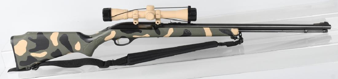 MARLIN MODEL 60, .22 CAMO RIFLE w/ SCOPE: SN 24356300. 22" barrel with good bore. .22 caliber. Camoflage polymer stock with matching unmarked scope. Action works well. Excellent*