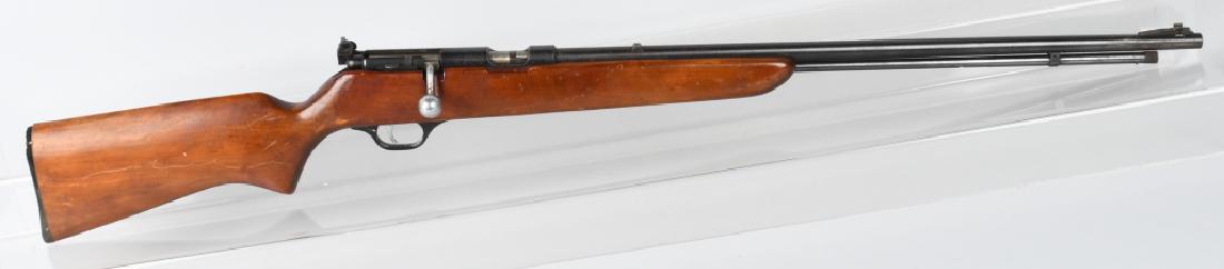 MARLIN MODEL 81 DL, .22 BOLT RIFLE: No serial number. 24" barrel with excellent bore. Smooth metal finish has peppering and loss. Good stock with some handling marks. Action works well Has adjustable peep sight. Butt plate is chipped. V