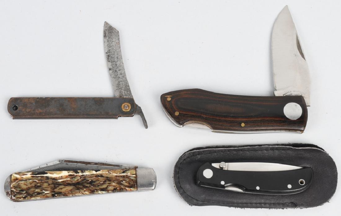 4 - VINTAGE POCKET KNIVES AL-MAR, KENT, PARKER etc: To include Japanese Skin Knife, Kent Single Blade, Parker Bros Single Blade and an Al Mar Single Blade. Very Good