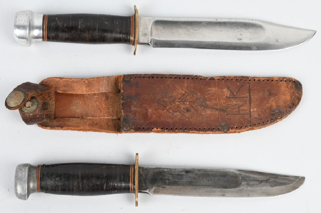 2 MARBLES KNIVES EXPERT & CANOE: To include 9 1/2" Canoe? in leather sheath and a 10 1/2" Expert Both Excellent with light wear