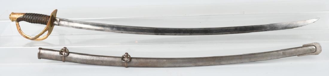 CIVIL WAR M1860 MANSFIELD & LAMB CAVALRY SABER '64: M1860 cavalry saber made by Mansfield & Lamb Forestdale R.I. and so marked on the ricasso. The reverse ricasso is stamped " U.S. G.E.W. 1864". Blade and scabbard in excellent condition as are the grip