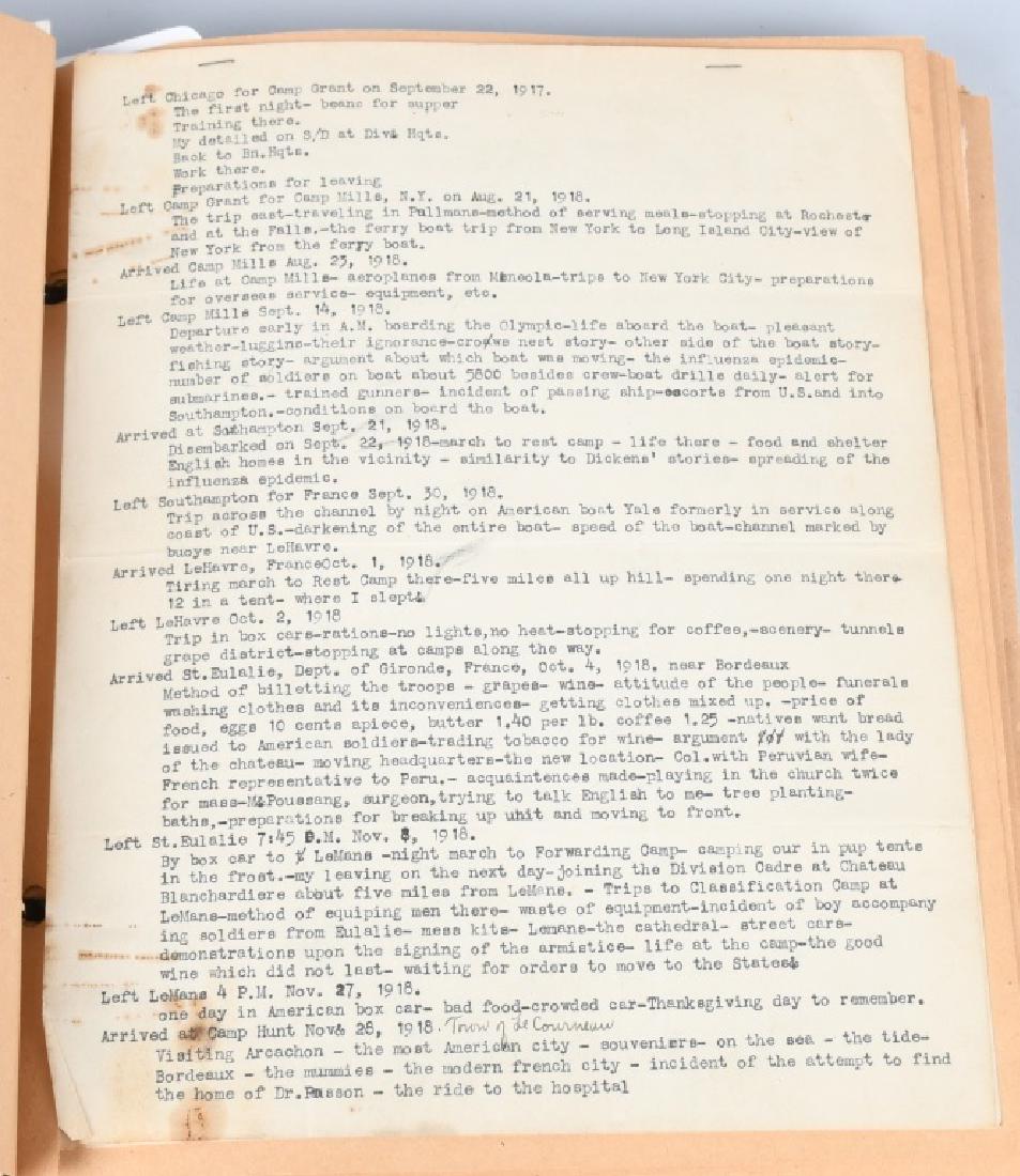 WWI 86TH DIV 333 MG BAT SCRAP BOOK YARD LONG: 86th Division scrap book of Clarence W. Haake of Chicago, Illinois. Includes Haake's theater made 3 piece 86th division Black Hawk patch and chevrons. Also included is yard long photo of the 333rd mac
