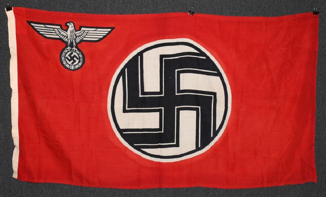 WWII NAZI GERMAN STATE FLAG & ENSIGN REICHDIENSTE: Nazi German Reichdienste - state flag & ensign. On land, this flag was flown over non-military government facilities, e.g. post offices. At sea, it was flown as an ensign by government vessels that we