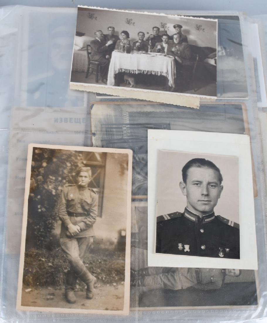 WWI WWII - POST WAR U.S. PHOTO AND EPHEMERA LOT: Huge binder of photos, real photo postcards, documents and miscellaneous ephemera totaling 358 pieces. excellent