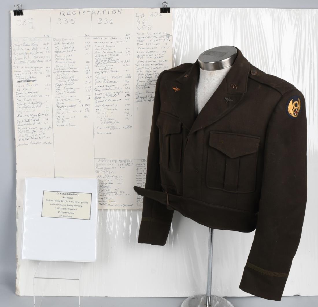 WWII US 8TH AAF IDED FIGHTER PILOT GROUP: Grouping identified to Lieutenant Richard Rinebolt who as a pilot in the 335th Fighter squadron, 4th Fighter Group, had one aerial kill (9-11-1944) before getting seriously injured during a landing. T