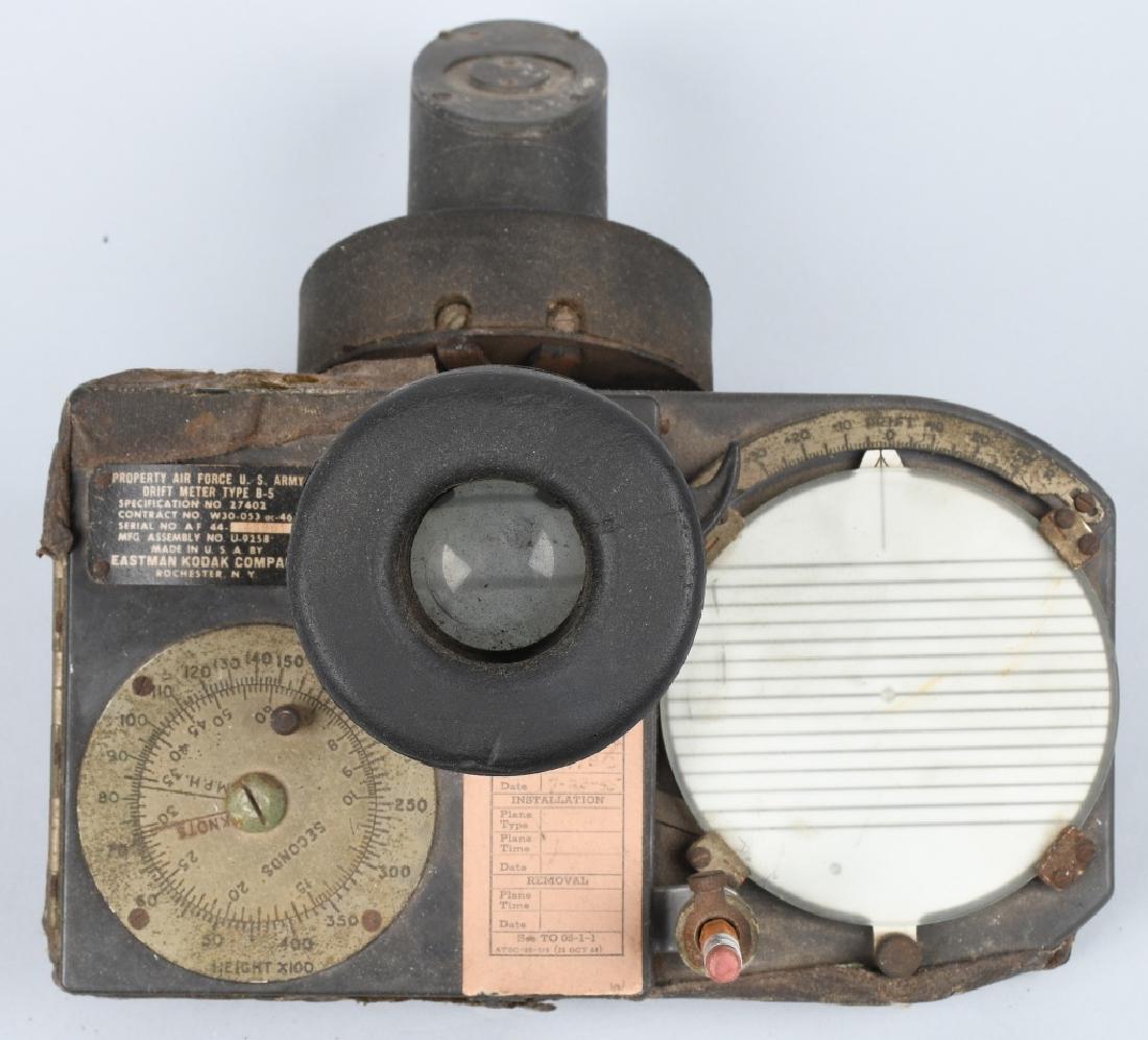 WWII U.S. ARMY AIR FORCE B-5 DRIFT METER: Army Air Forces drift meter. dated 7/1945. Clear optics. Made by the Eastman Kodak Company. very good.