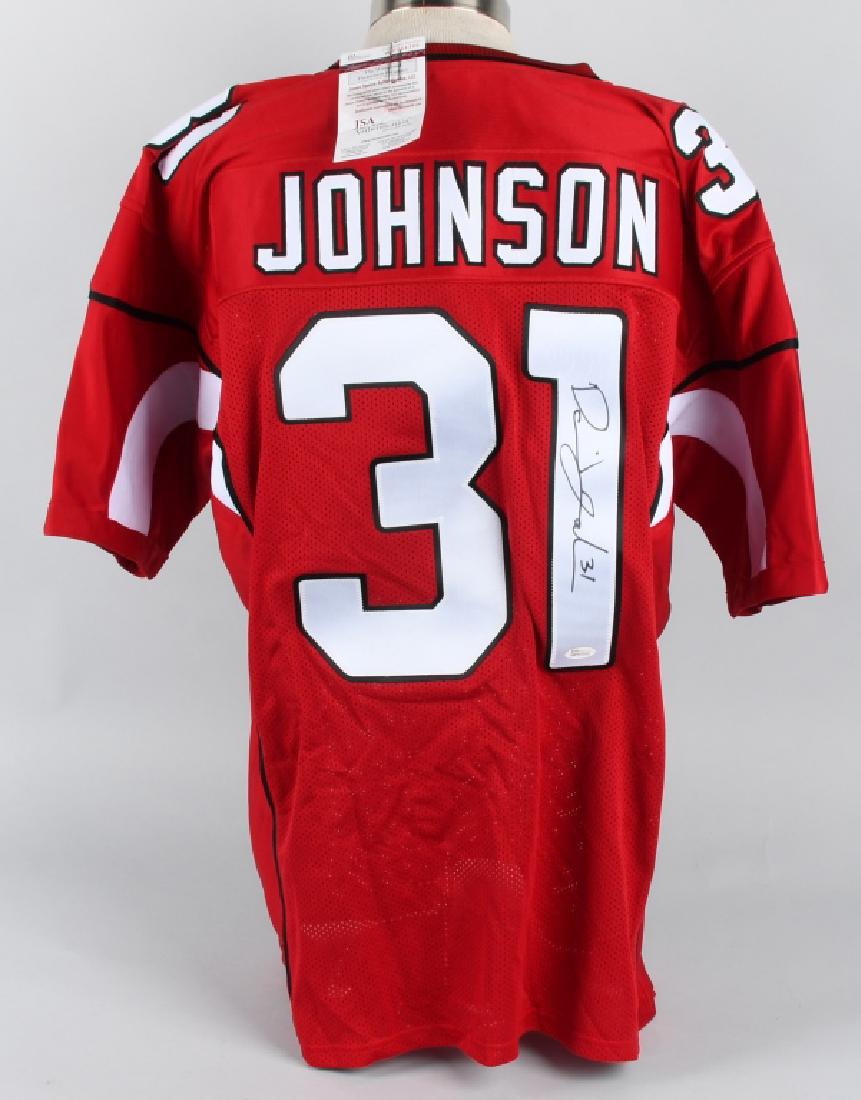 David Johnson Arizona Cardinals signed jersey JSA: David Johnson Arizona Cardinals signed jersey JSA cert. This is a red jersey with white letters, signed with a black sharpie on the white letter by Johnson