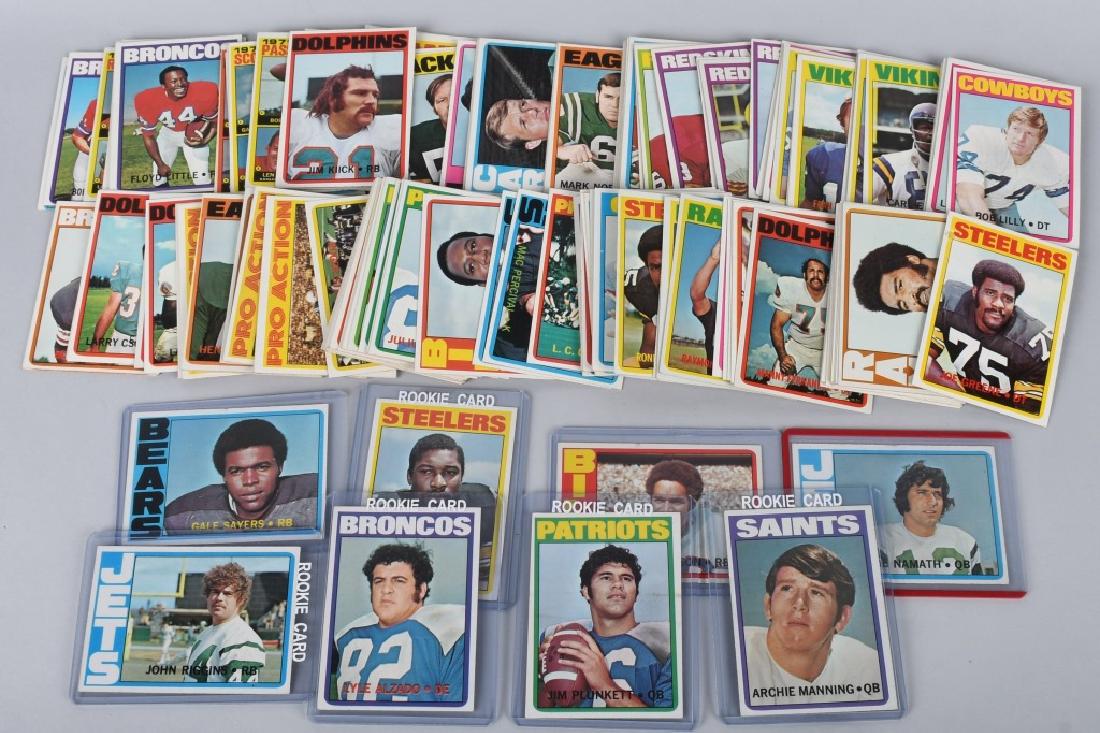'72 Topps football 180 cards: Alzado, Plunket: Also included: Namath, Sayers, OJ, Lily, Greene, and many others Condition VG+ to X