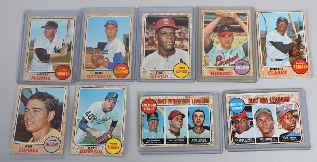 '68 Topps baseball Mantle + others: The '68 Mantle appears to be X to near mint. Other cards include: Drysdale, Gibson, and others (good to VG+)