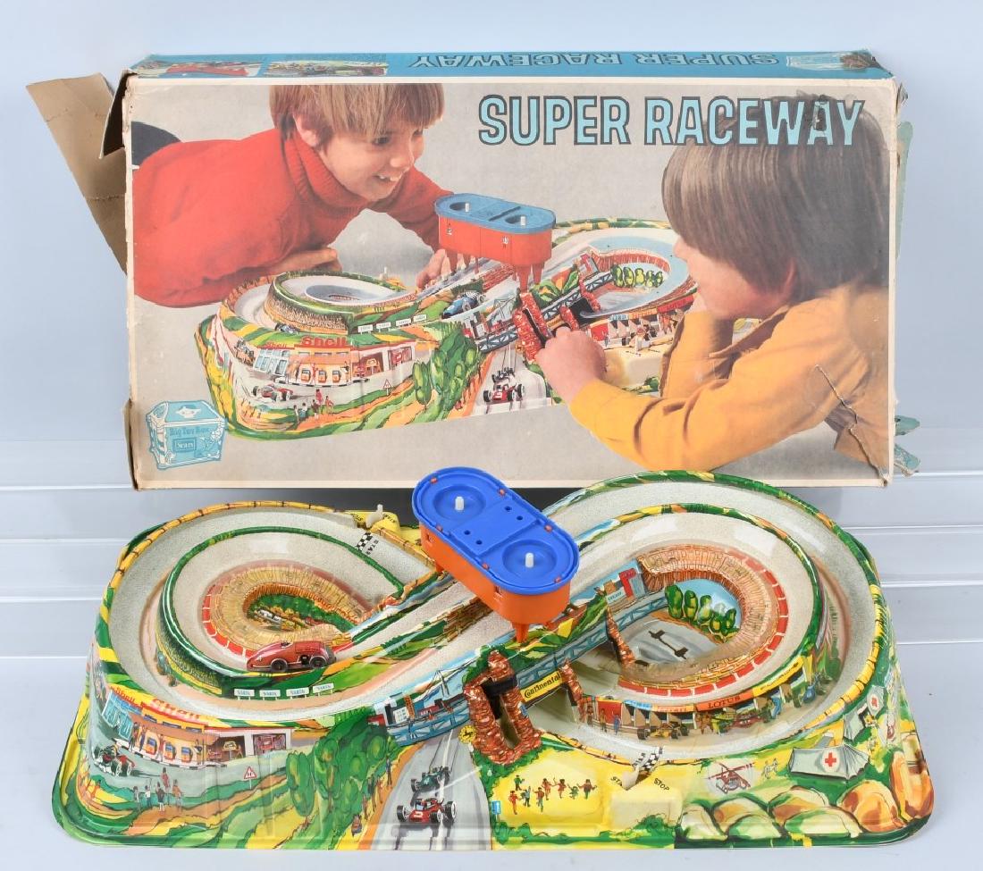 GERMAN SUPER RACEWAY w/ WINDUP RACE CAR, BOXED (1 of 9)