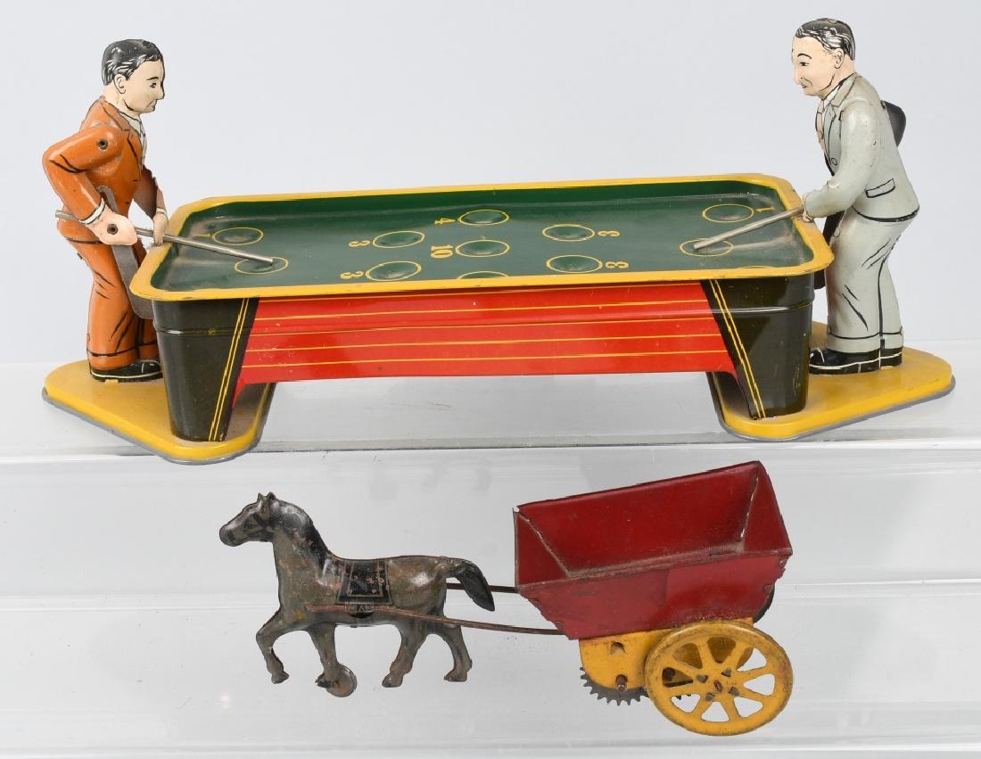 2-TIN windup TOYS, MARX HORSE CART & POOL PLAYERS (1 of 7)