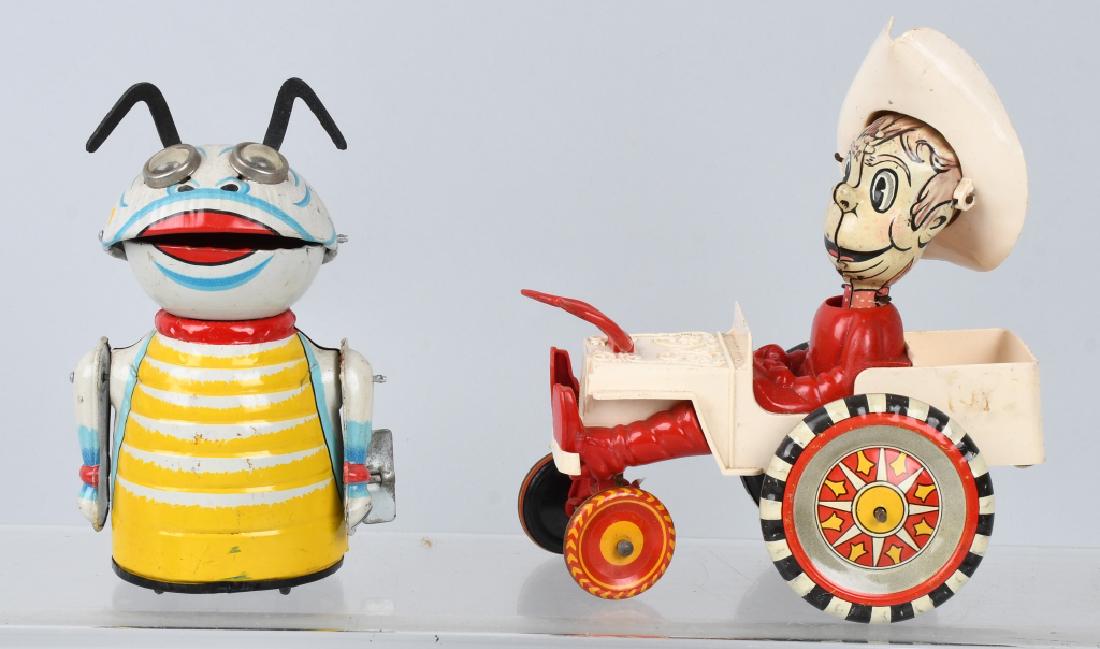 2-MARX TIN windup TOYS, SPACE ALIEN & COWBOY CAR (1 of 6)