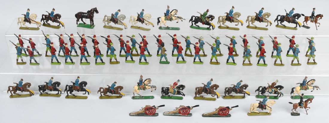 100 + PAINTED LEAD SOLDIERS: Nice large lot of painted Infantry and Cavalry soldiers. 2 3/4", Very Good
