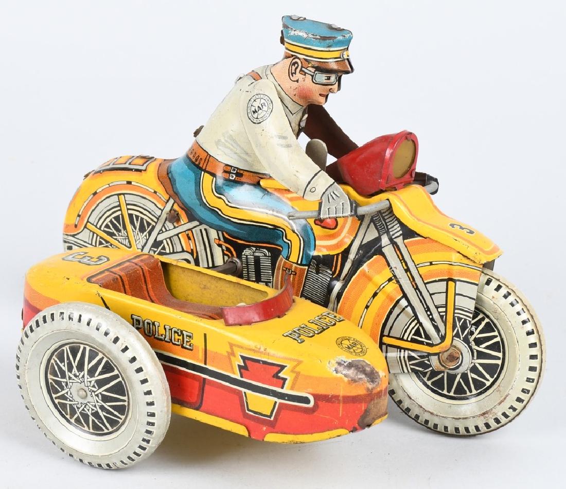 MARX 1950 TIN windup MOTORCYCLE and SIDECAR