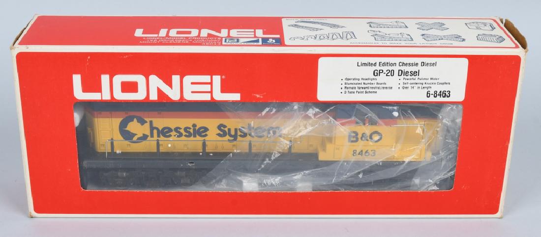 LIONEL 6-8463 LIMITED EDITION GP-20 MIB: Lionel 6-8463 Limited Edition GP-90 Diesel "Chessie System". New Old Stock. Boxed
