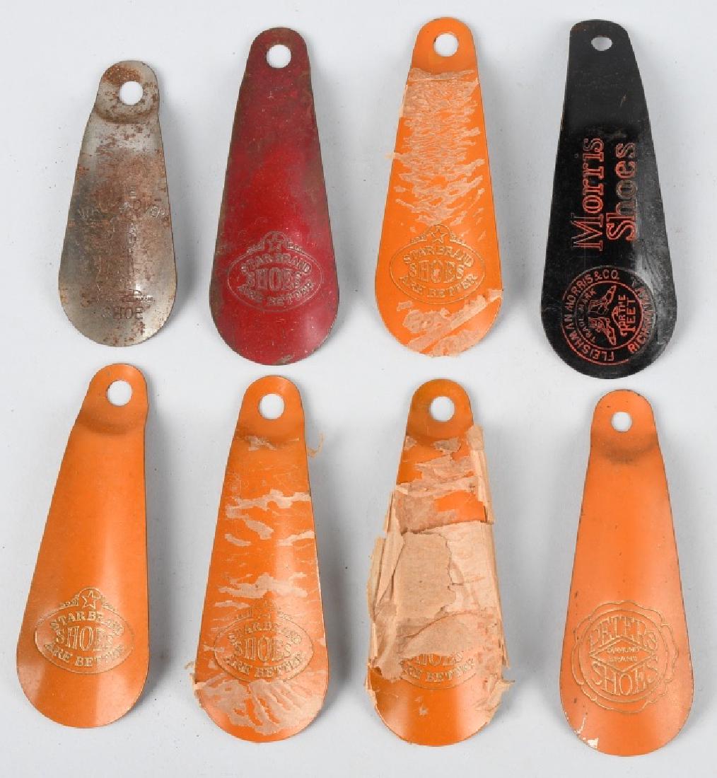 8- AVERTISING SHOE HORNS: Includes 5 Peters Shoes, Star Brand Shoes, Morris Shoes, and Walk Over Shoes. Very Good-Excellent