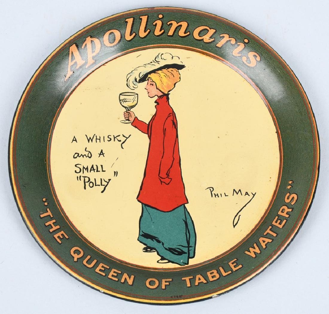 APOLLINARIS WATERS TIP TRAY: Apollinaris Queen of Table Waters Tip Tray. 4" Excellent