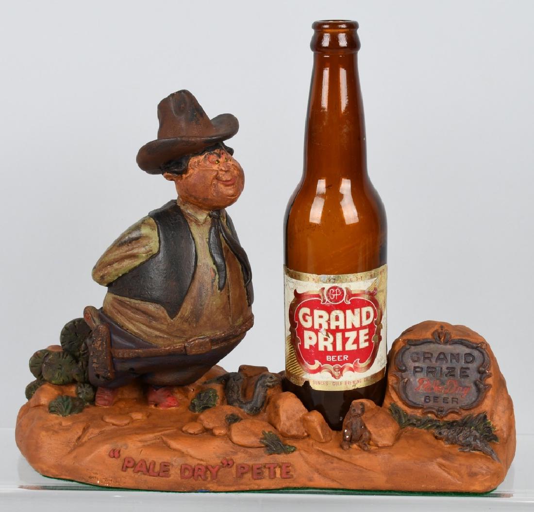 GRAND PRIZE BEER ADVERTISING FIGURE: Grand Prize Beer "Pale Dry" Pete chalk Advertising Figure. With Bottle. 12" Excellent