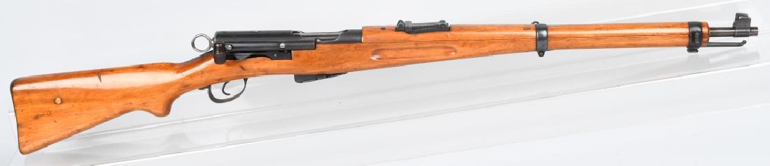 SWISS SCHMIDT-RUBIN M1911, 7.5mm BOLT CARBINE: SN24155, matching numbers except for stock. 23 1/2" barrel with nice bore. 80% finish and good markings. Very good stock has been refinished. Action works well. Very Good*