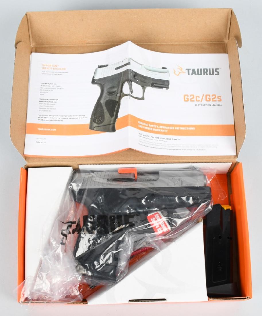 TAURUS MODEL G2C, 9mm PISTOL, BRAND NEW, BOXED: SN TLR64936, 3.35" barrel, 9mm, 2-12 shot magazines, BK/stainless steel. Unfired in original packaging. Brand new, Mint*