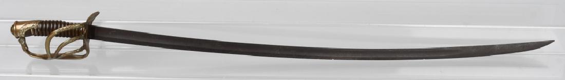19TH CENTURY CAVALRY OFFICER'S SABER SWORD: 19th century cavalry officer saber. Appears to be of European manufacture. Sword is unmarked. wooden grips in excellent condition; wire wrap is missing. Blade and guard have never been cleaned and hav