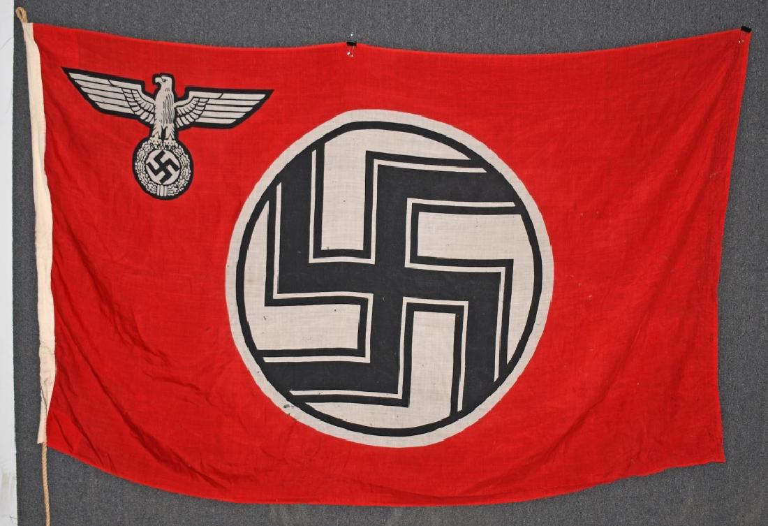 WWII NAZI GERMAN STATE FLAG & ENSIGN REICHDIENSTE: Nazi German Reichdienste - state flag & ensign. On land, this flag was flown over non-military government facilities, e.g. post offices. At sea, it was flown as an ensign by government vessels that we