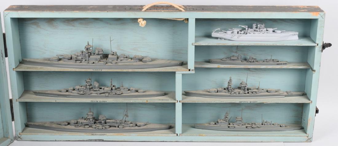 WWII U.S. NAVY SHIP IDENTIFICATION MODELS GERMAN: German Miniature Ship Models manufactured for the U.S. Navy by Comet Metal Products., Inc, Richmond Hill L. I. New York - contract no. Noa(s)-1239. Serial number 373. Used as a teaching aid, the fold 