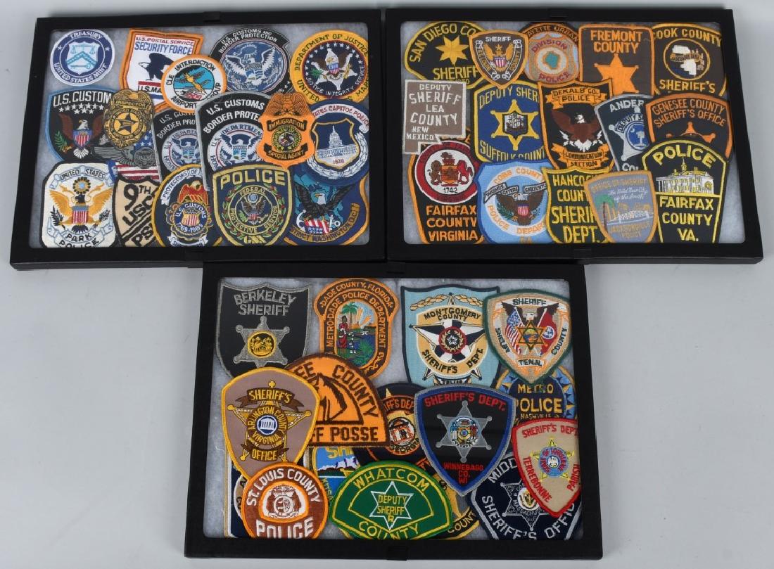 LARGE LOT of LAW ENFORCEMENT PATCHES: Lot includes many different Sheriff and Police patches, along with patches from many other agencies. Excellent
