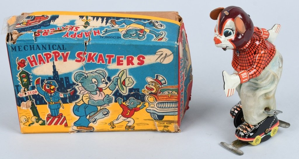 TPS Tin Windup HAPPY SKATER BUNNY w/ BOX (1 of 7)