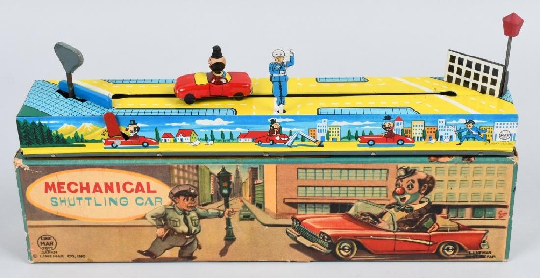 LINEMAR Tin Windup SHUTTLING CLOWN CAR w/ BOX (1 of 9)