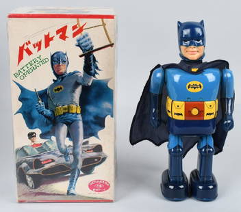 TN Battery Op BATMAN WALKING TOY Mint in Box: "RARE" TN Japan battery operated Walking Batman Toy. NEW OLD STOCK IN THE BOX!!! This rare toy has never been played with. All original and complete. The colors and gloss on this toy is amazing. You w