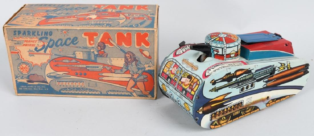 MARX Tin Windup REX MARS SPACE TANK w/ BOX (1 of 10)