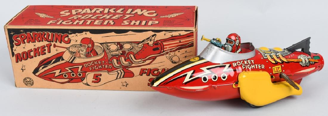 MARX Tin Windup SPARKLING ROCKET FIGHTER w/ BOX (1 of 12)