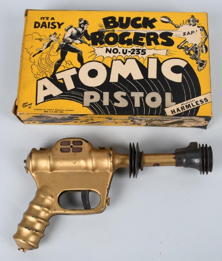 BUCK ROGERS ATOMIC PISTOL w/ BOX: Excellent Daisy Buck Rogers Atomic Pistol. All original and wonderful condition. Gun works. Comes with RARE original box and instructions. 9 1/2" Excellent