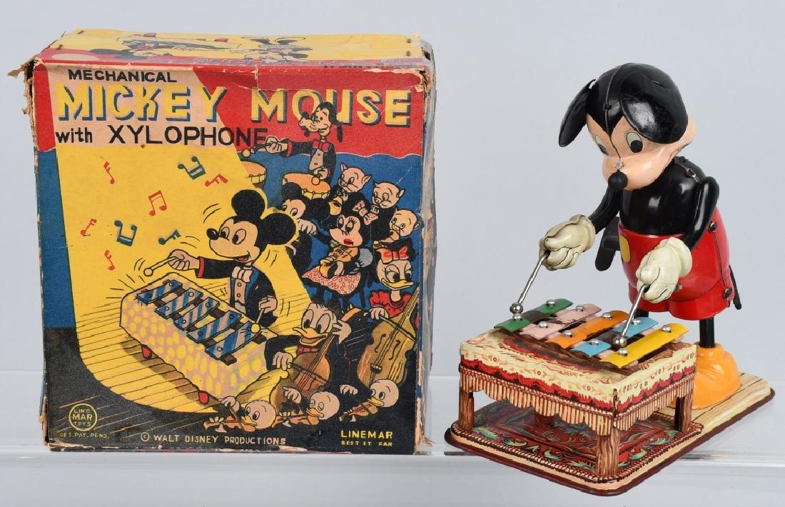 LINEMAR Tin Windup MICKEY MOUSE XYLOPHONE w/ BOX (1 of 9)