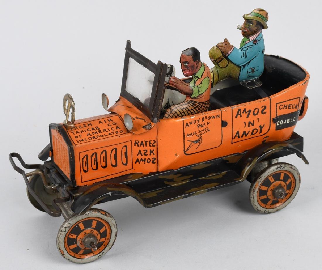 MARX Tin Windup AMOS & ANDY FRESH AIR TAXI: Excellent tin windup Amos & Andy Fresh Air Taxi. All original and complete. All figures are original. Very nice colors. Windup works. 8" Excellent
