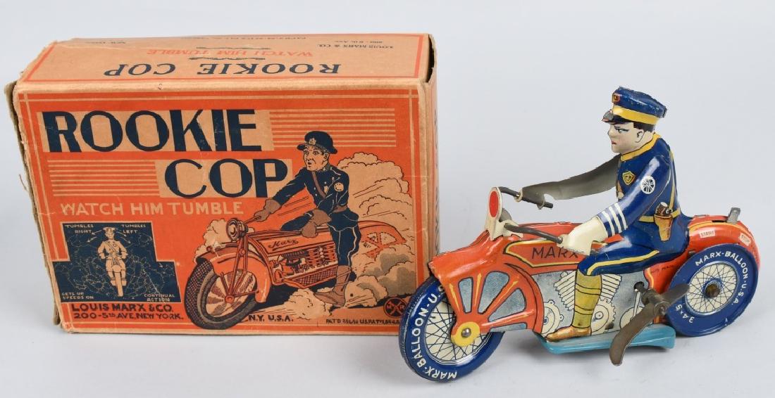 MARX Tin Windup BALLOON TIRE MOTORCYCLE w/ BOX (1 of 9)