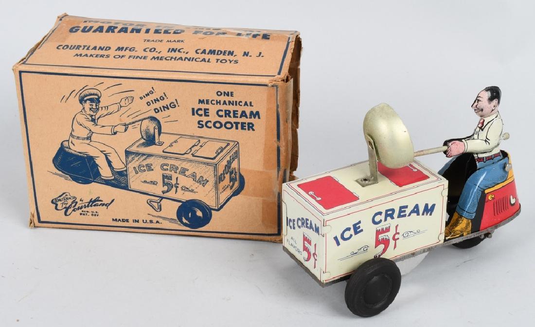 COURTLAND Tin Windup ICE CREAM SCOOTER w/BOX (1 of 9)