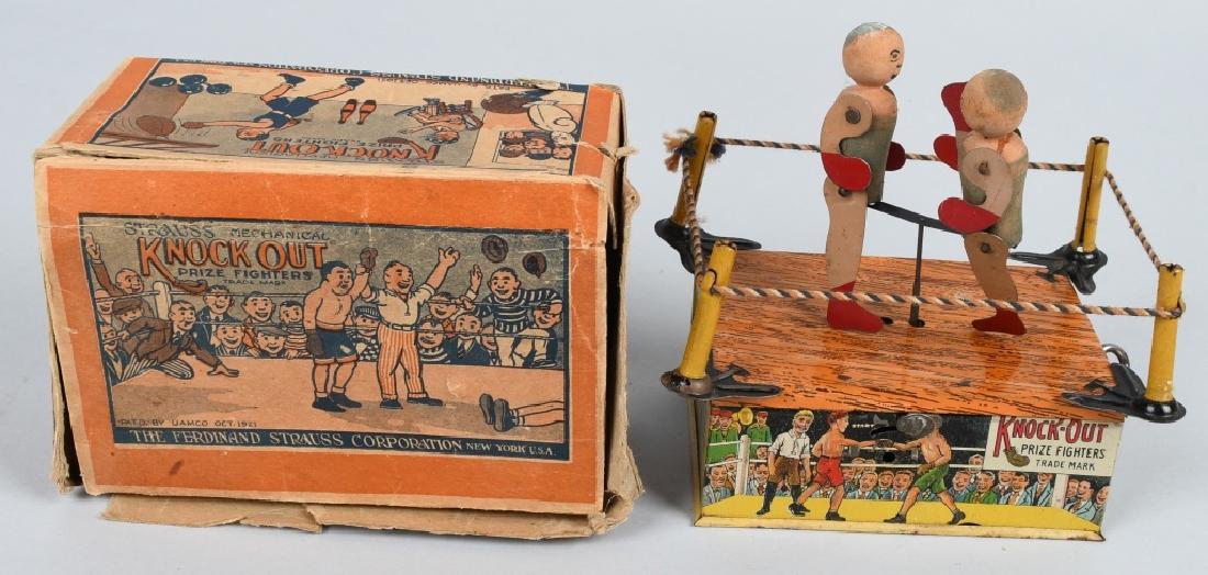 STRAUSS Tin windup KNOCK OUT PRIZE FIGHTERS w/ BOX (1 of 7)