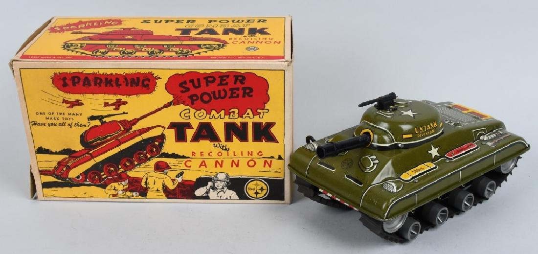 MARX Tin Windup SPARKLING COMBAT TANK w/ BOX (1 of 7)