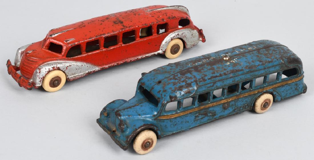 2-1930's ARCADE & HUBLEY cast iron BUSES (1 of 8)