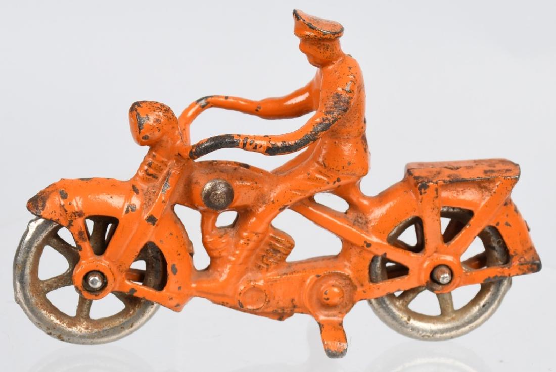 KILGORE 1930'S cast iron SOLO MOTORCYCLE, ORANGE (1 of 4)