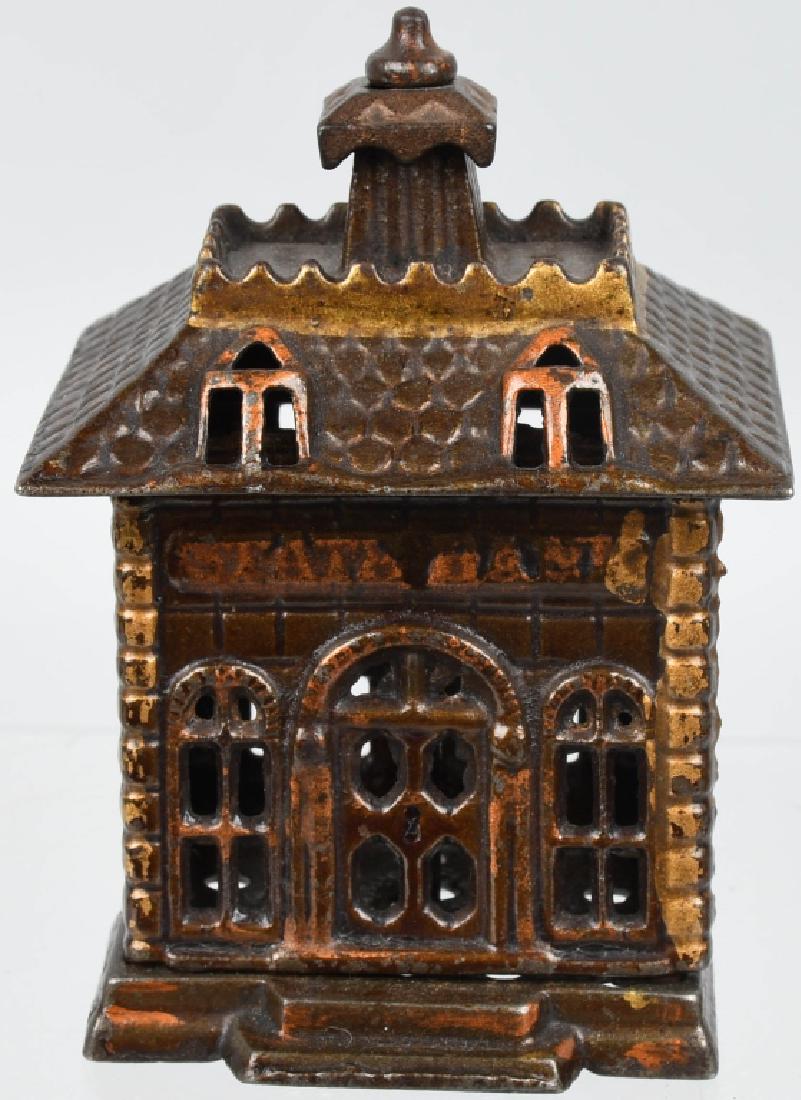 ARCADE or GREY IRON JAPANNED cast iron STATE BANK (1 of 7)