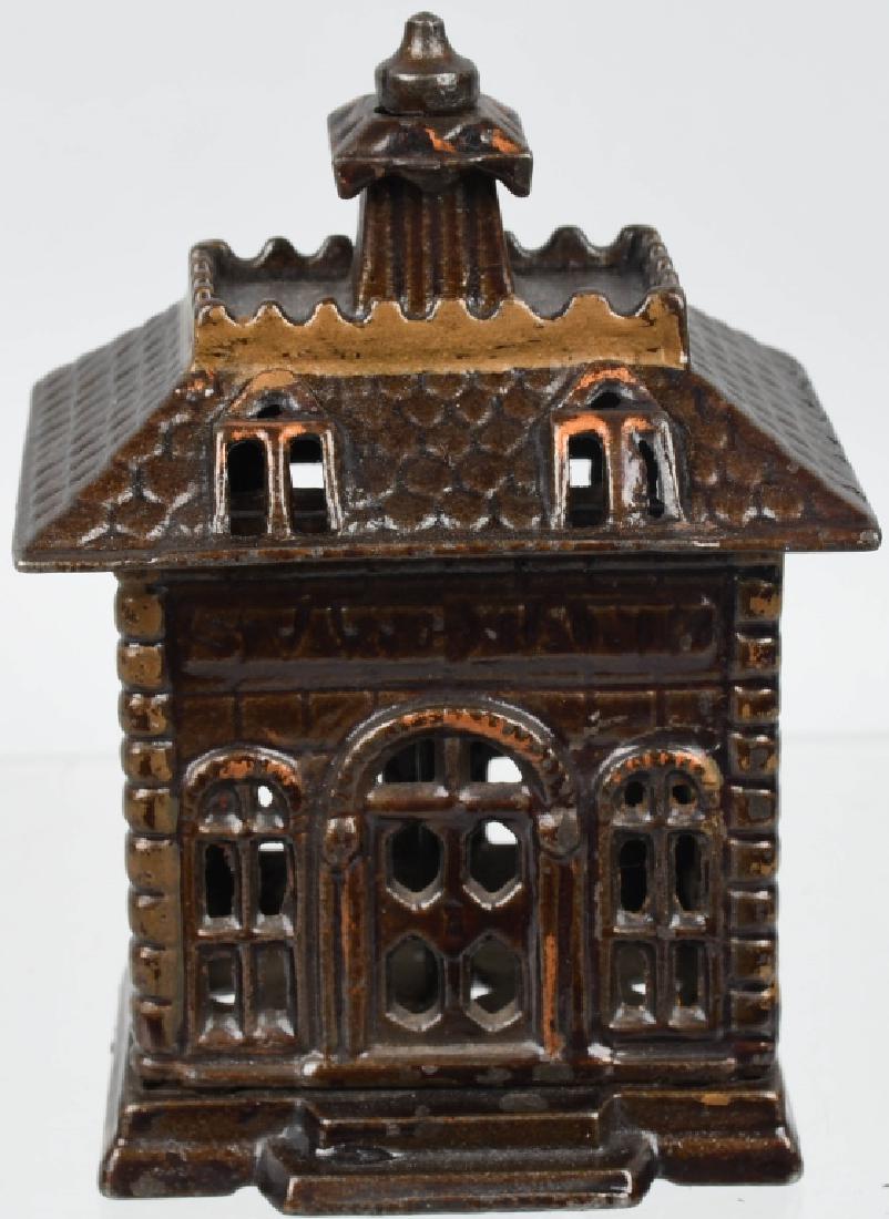 ARCADE or GREY IRON JAPANNED cast iron STATE BANK (1 of 6)