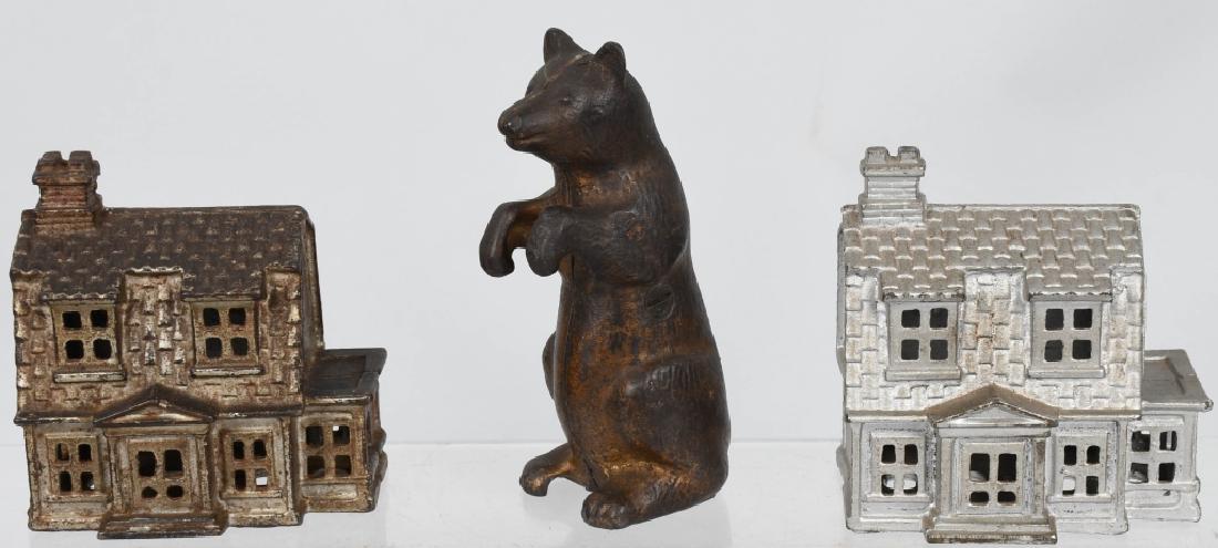 3-A.C.WILLIAMS cast iron BANKS, HOUSES & BEAR (1 of 6)