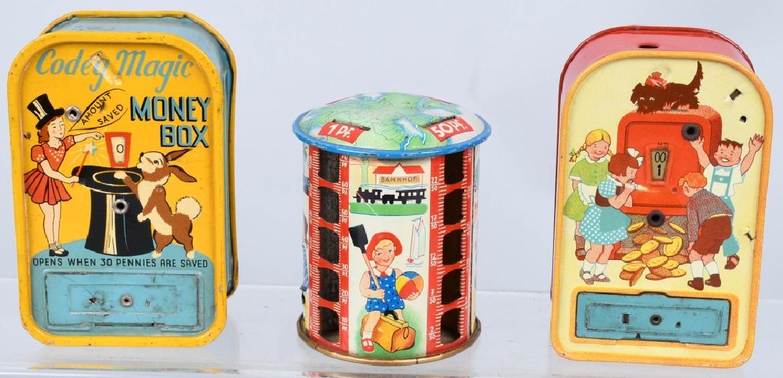 3-GERMAN & ENGLISH tin BANKS (1 of 7)
