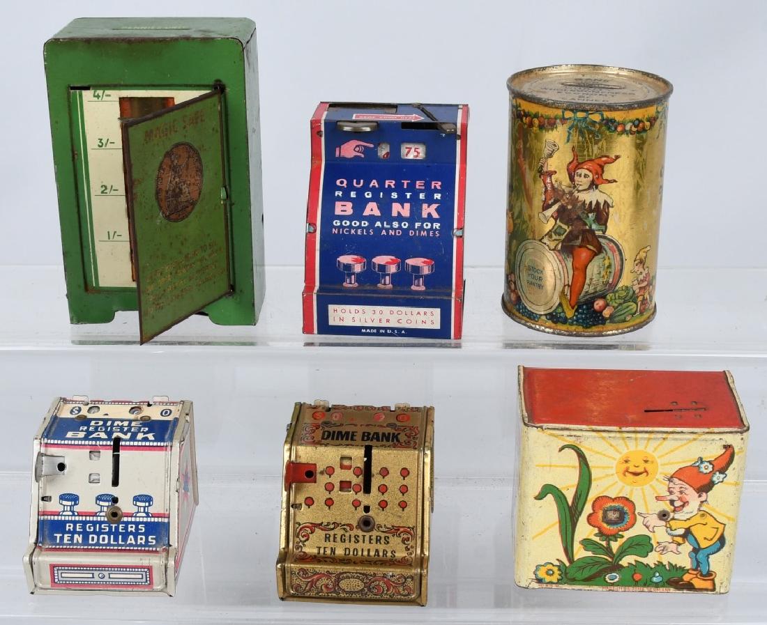 5-VINTAGE tin BANKS, GERMAN and MORE (1 of 8)