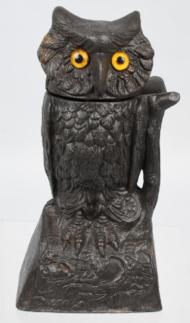 STEVENS OWL MECHANICAL BANK (1 of 5)